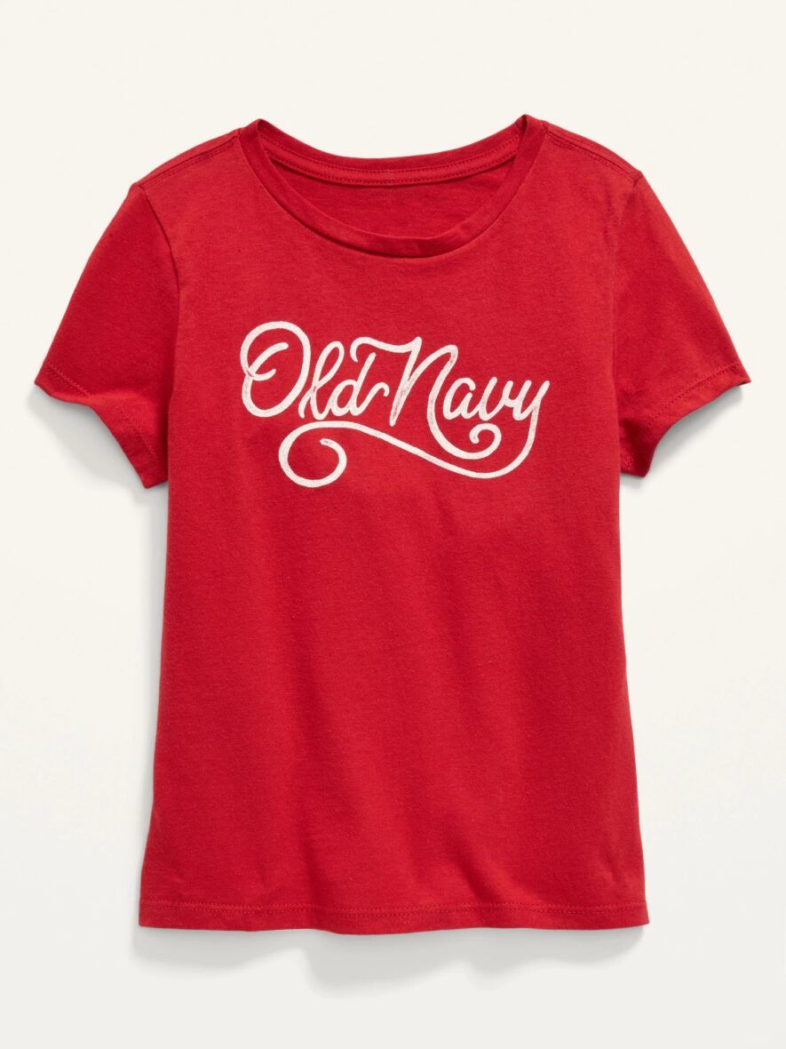 Old Navy Girls Red Logo Short Sleeve T-shirt