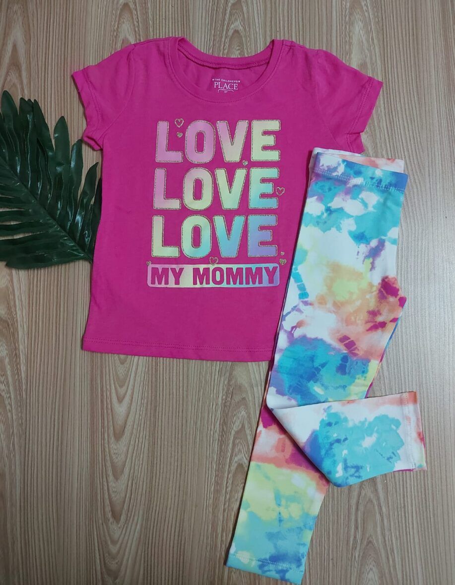 Children’s Place Girls Love My Mummy Tee & Tie Dye Leggings 2 – Piece Set