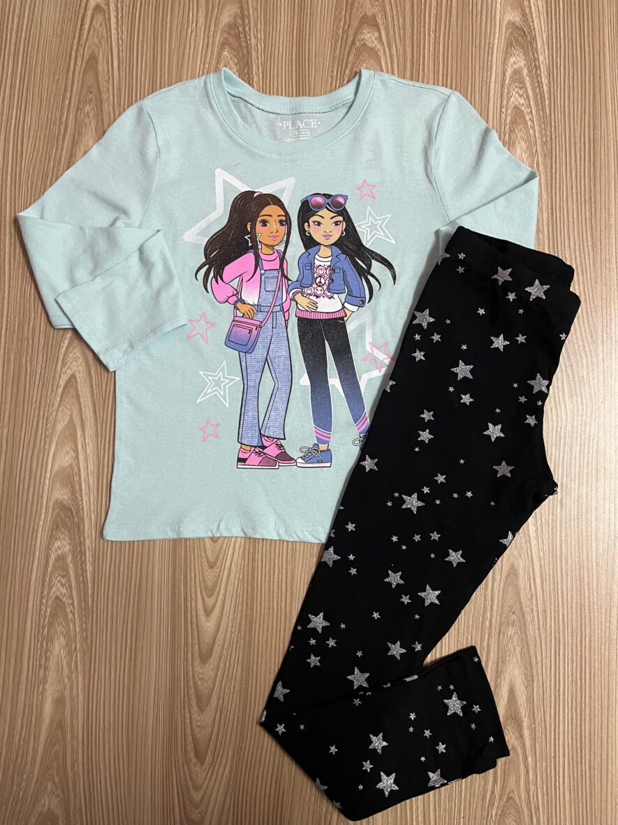 Children’s Place Girls Girl Graphic Tee & Star Leggings 2 – Piece Set