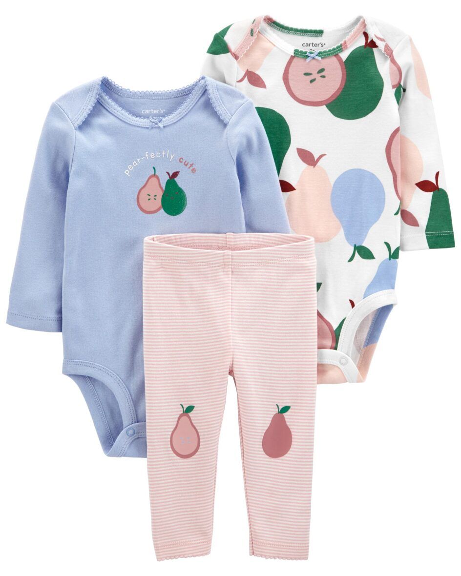 Carter’s Baby Girl Pear Bodysuit 3 – Piece Set