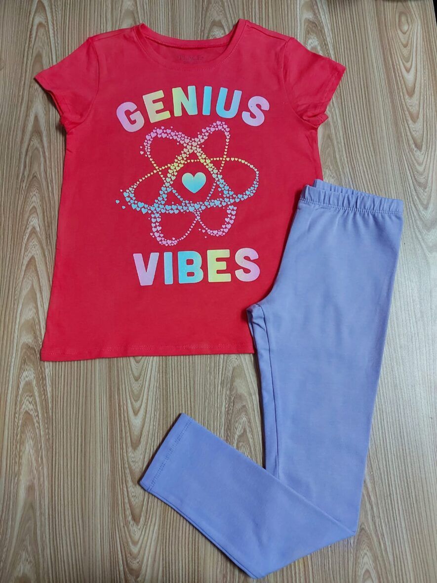 Children’s Place Girls Geninus Vibes Tee & Lilac Leggings 2 – Piece Set