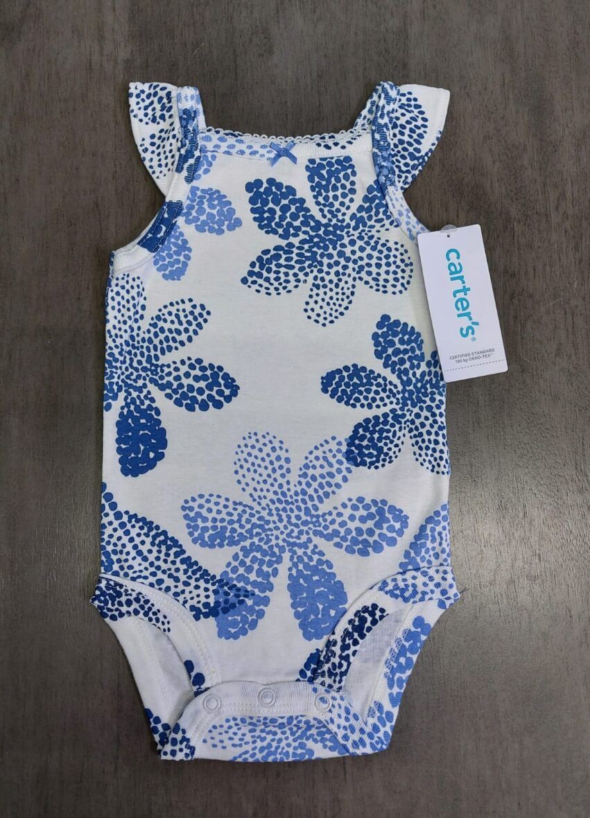 Carter’s Baby Girls Tank Onesie – White/Blue Floral