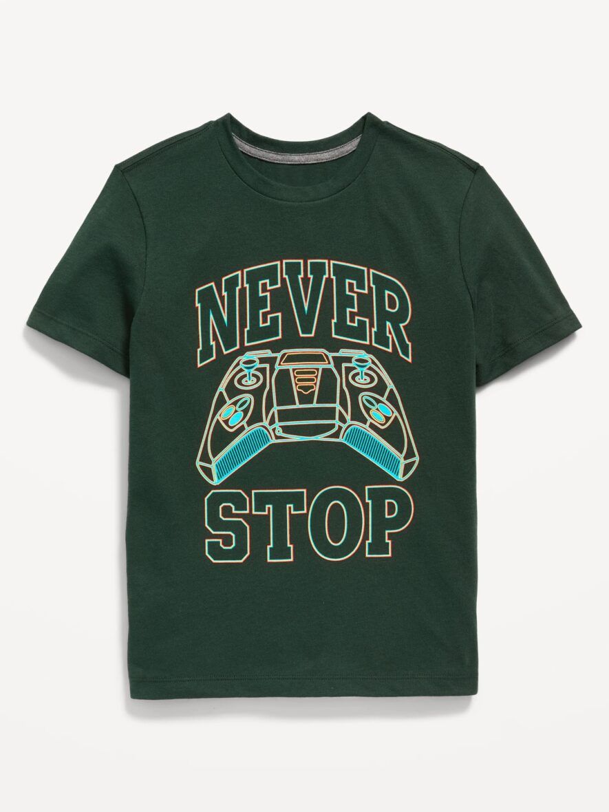 Old Navy Boys Short Sleeve Graphic T- Shirt – Never Stop Gaming