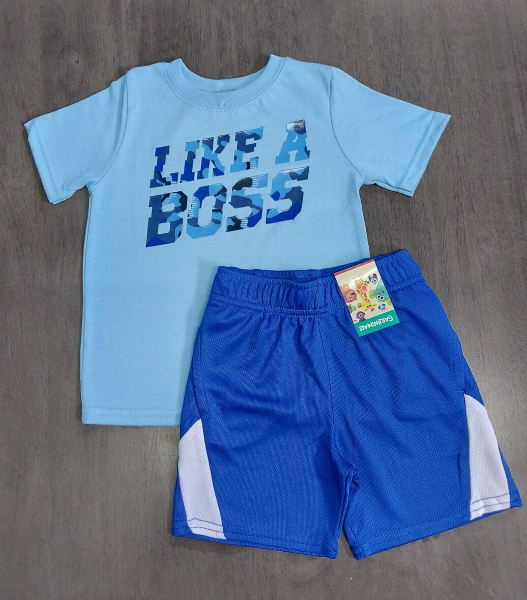 Garanimals Toddler Boys Like A Boss Tee & Blue Basketball Shorts 2 – Piece Set