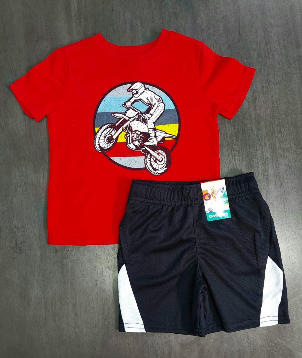 Garanimals Toddler Boys Biker Tee & Black Basketball Shorts 2 – Piece Set