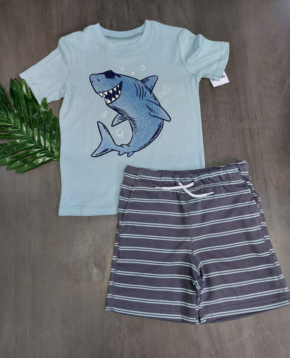 Carter’s Toddler Boys Shark Tee & Stripe Shorts 2 – Piece Set