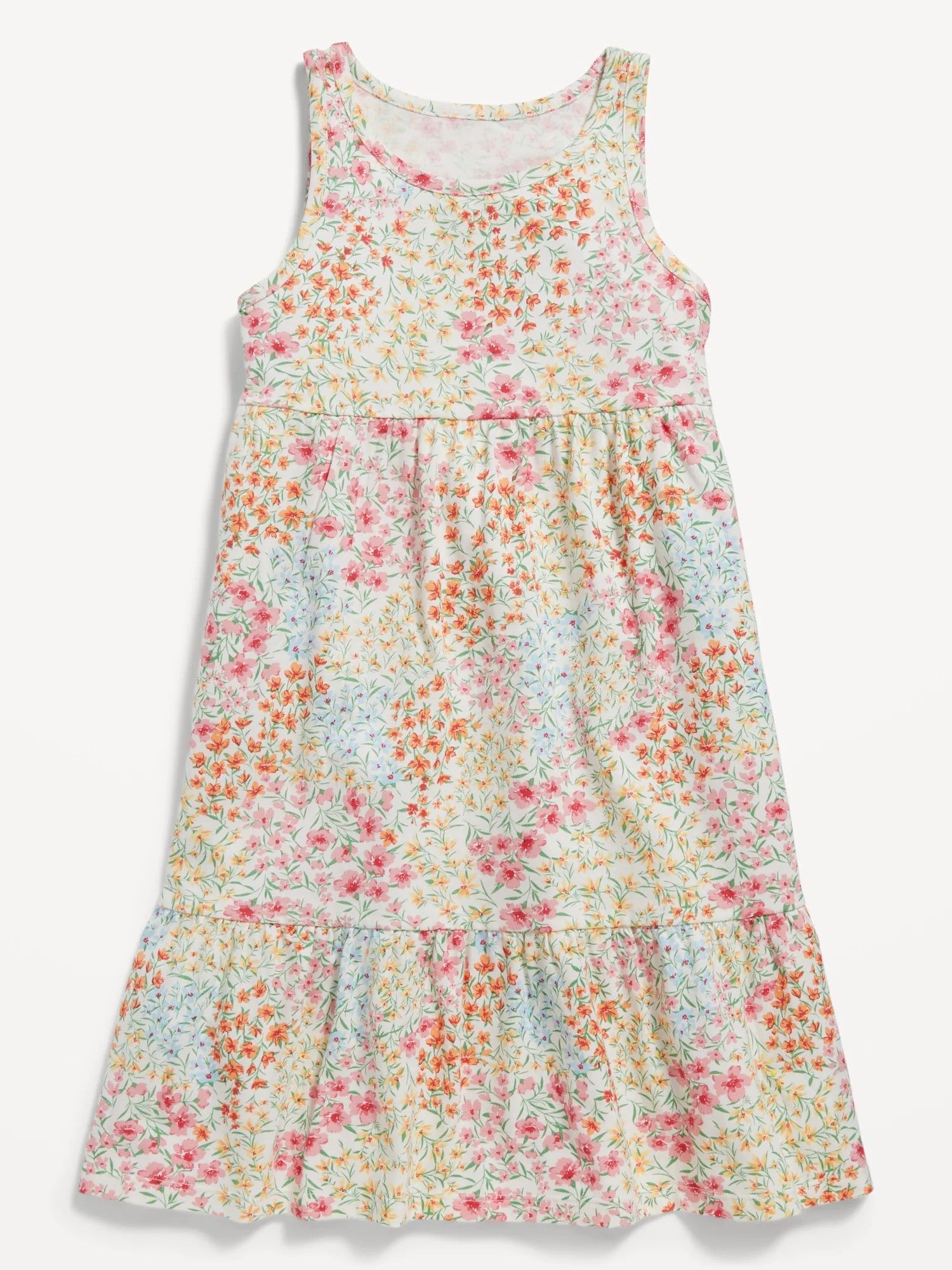 Old Navy Girls Sleeveless Jersey-Knit Printed Dress - White/Flowers ...