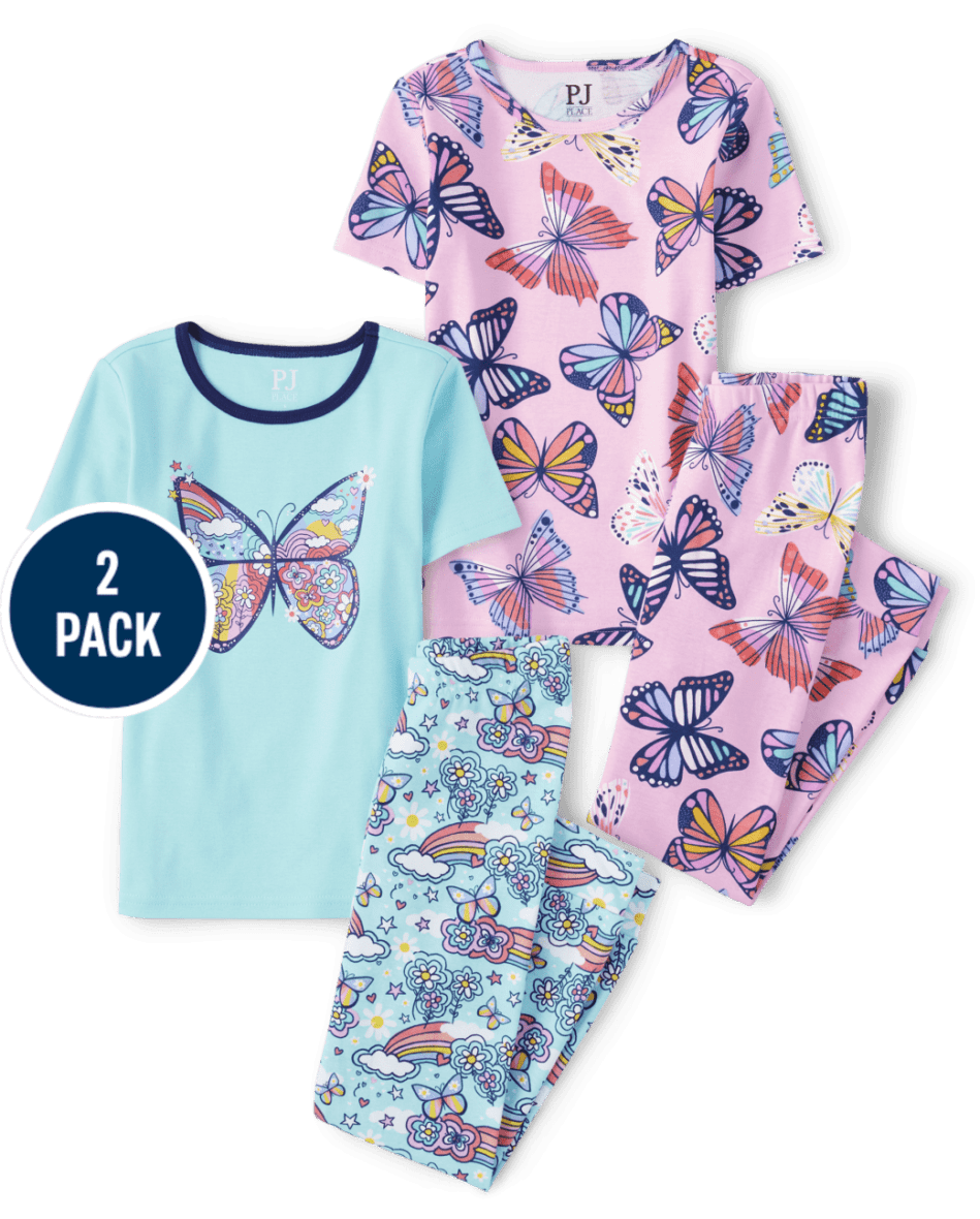 Girls Butterfly Snug Fit Cotton Pajamas – Sold Individually