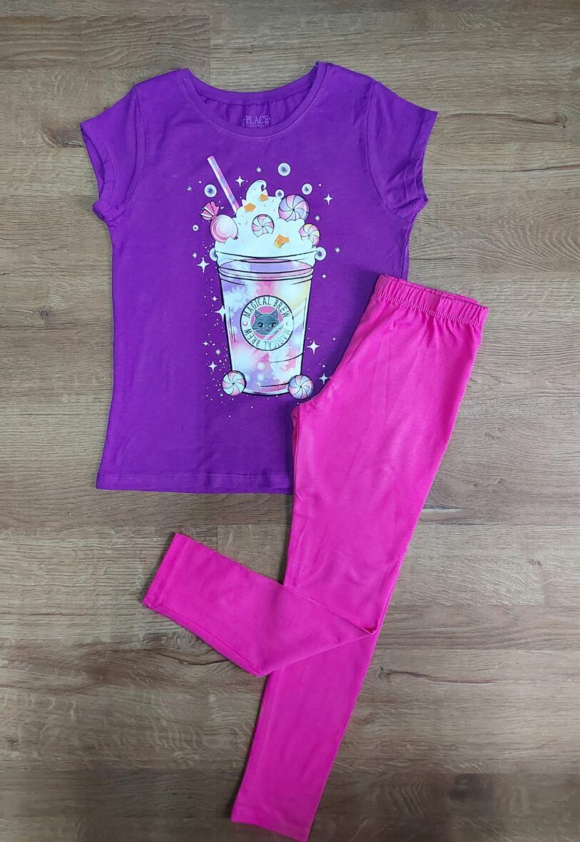 Children’s Place Girls Milkshake Tee & Pink Leggings 2 – Piece Set