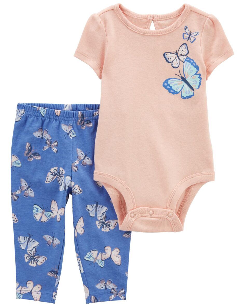 Carter’s Baby Girls 2 – Piece Butterfly Onesie & Pants Set