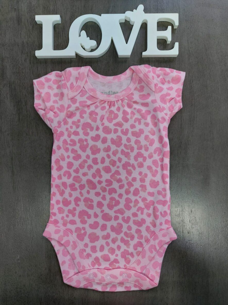 Children’s Place Baby Girls Short Sleeve Onesie – Pink Leopard Print