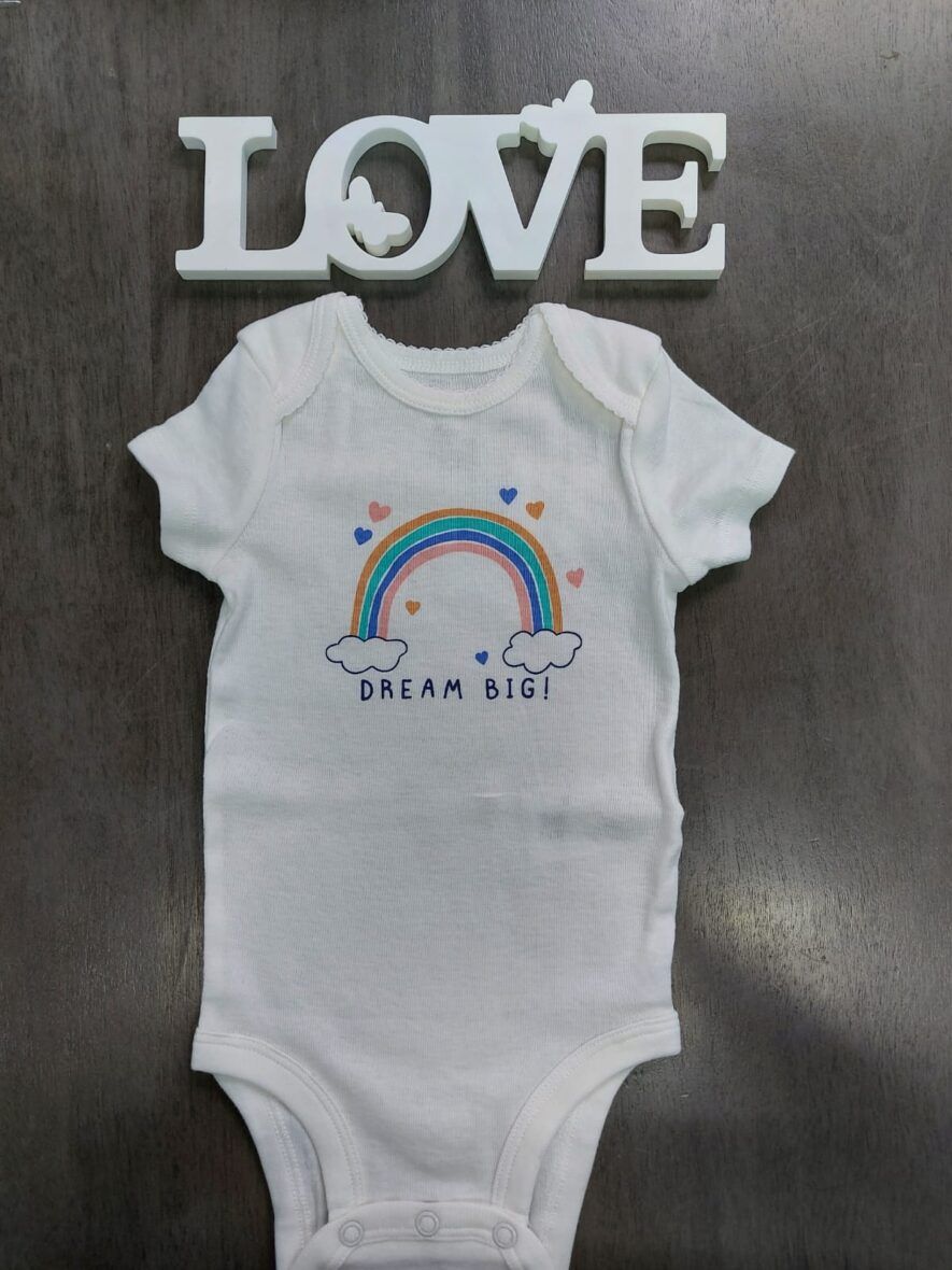 Carter’s Baby Girl Original Short Sleeve Onesie – White Rainbow