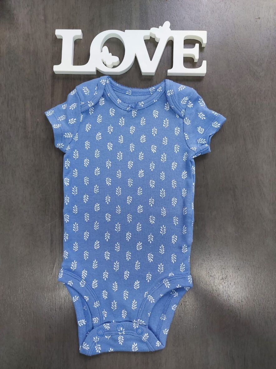 Carter’s Baby Girl Original Short Sleeve Onesie – Blue leaves