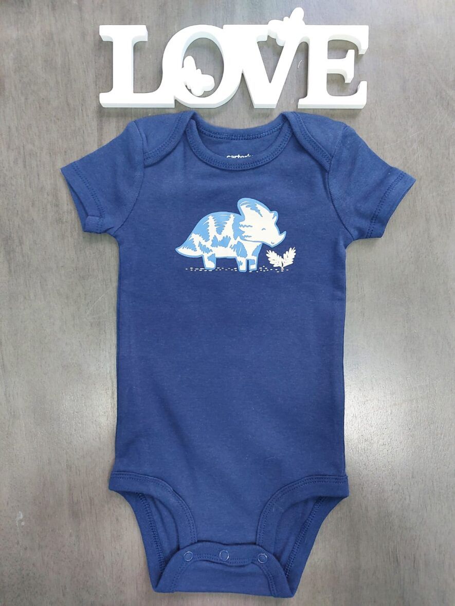 Carter’s Baby Boys Original Short Sleeve Onesie – Blue Dino