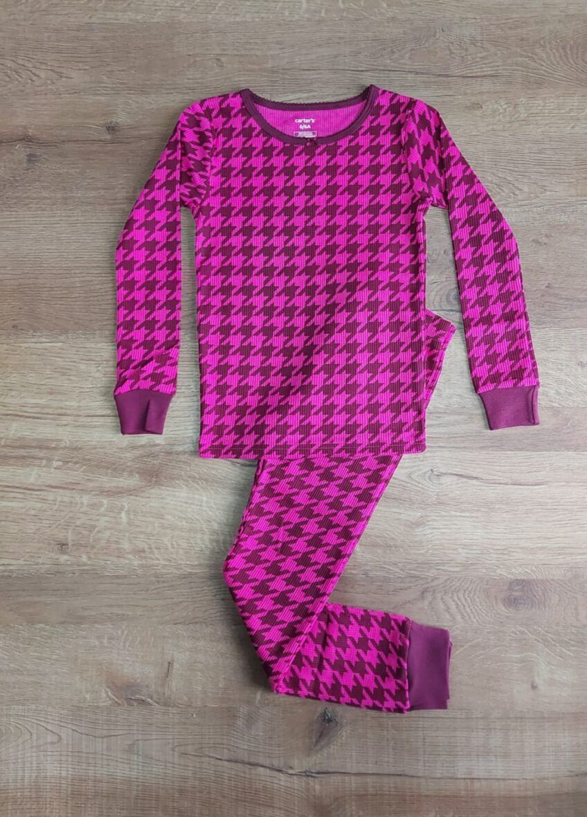 Carter’s Girls Snug Fit Cotton Blend 2 – Piece Pajamas – Houndstooth