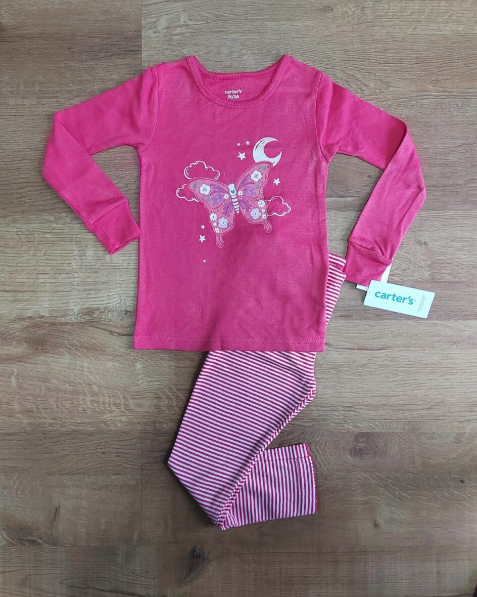 Carter’s Toddler Girls Snug Fit Cotton 2 – Piece Pajamas – Pink Butterfly