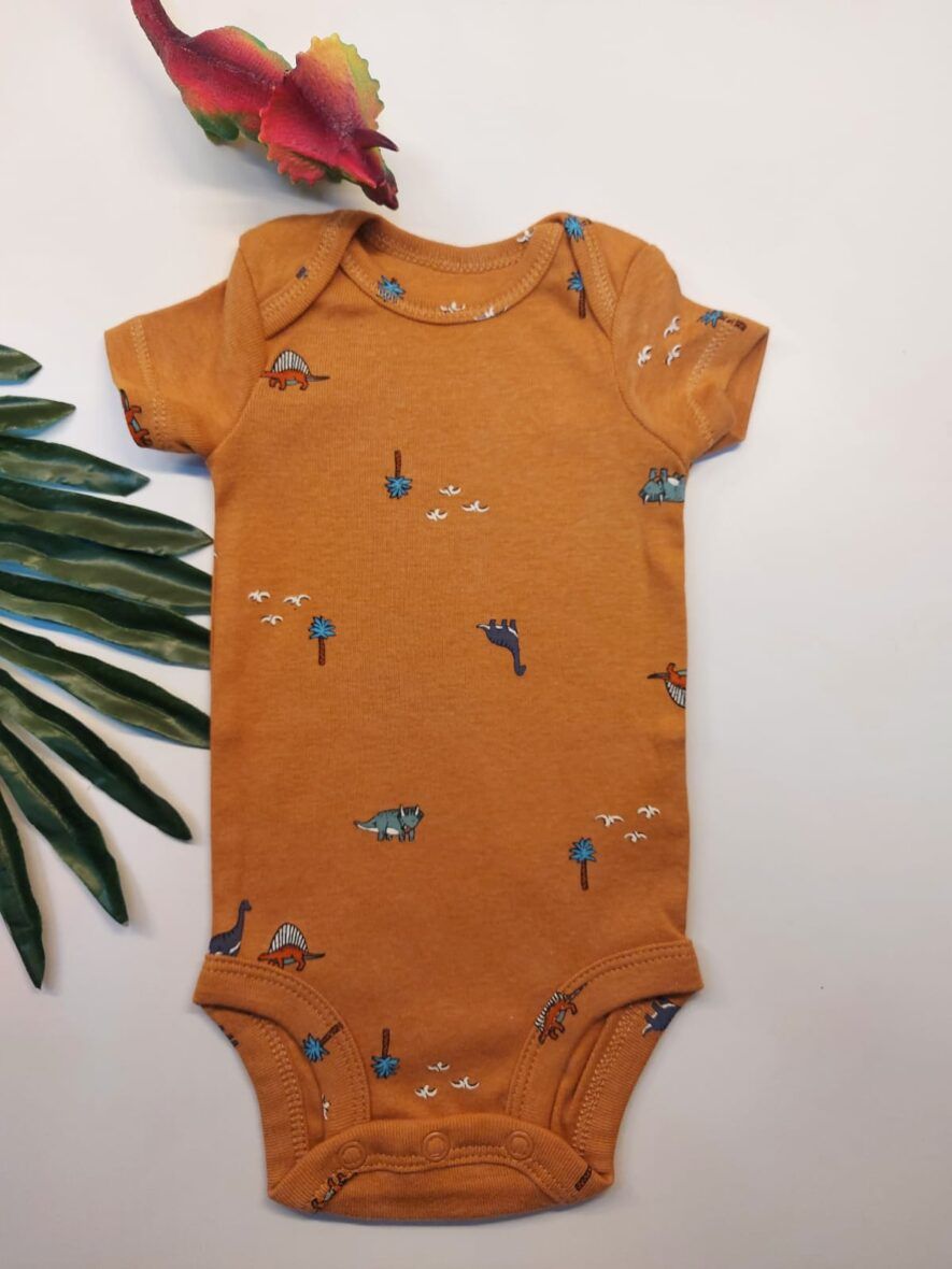 Carter’s Baby Boys Short Sleeve Orange Dino Onesies