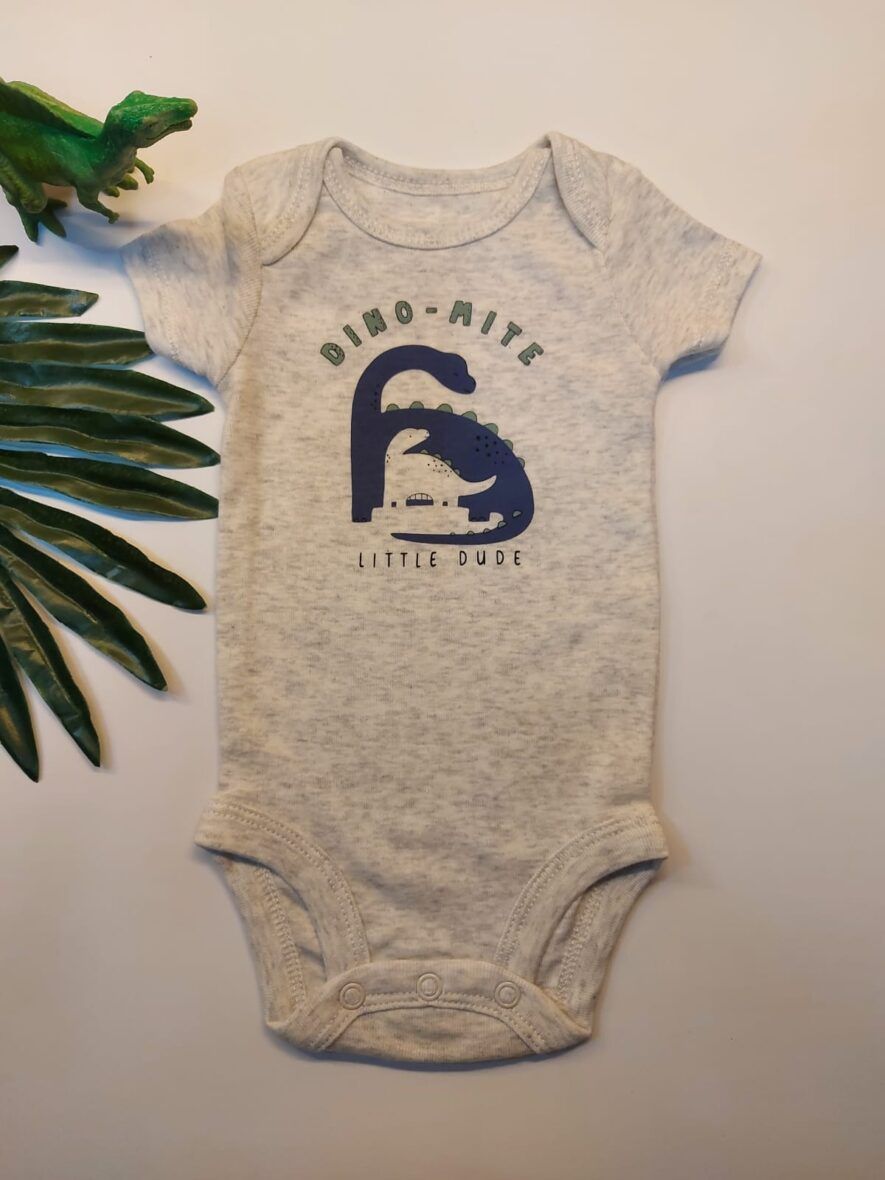 Carter’s Baby Boys Short Sleeve Grey Dino Onesie