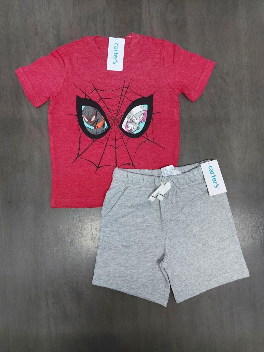 Carter’s Toddler Boys Spiderman Tee & Grey Shorts 2 – Piece Set