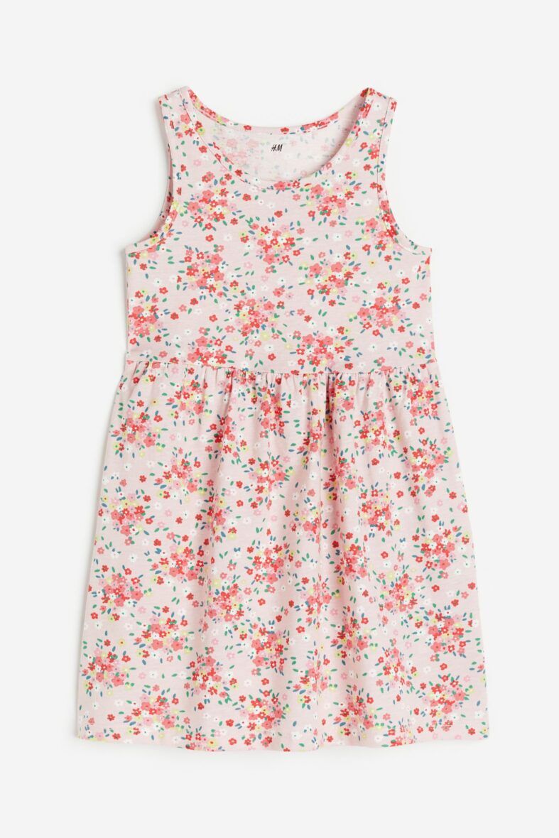 H & M Girls Patterned Cotton Dress – Light Pink/Floral