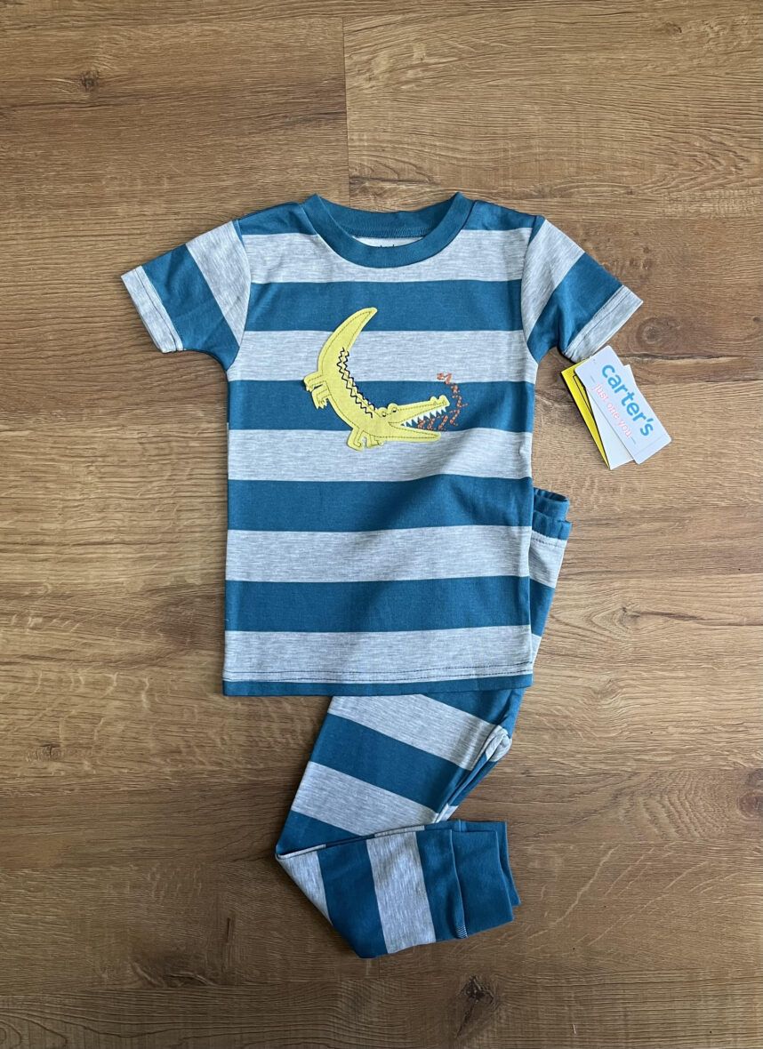 Carter’s Toddler Boys Just One For You Pajamas – Teal Stripe