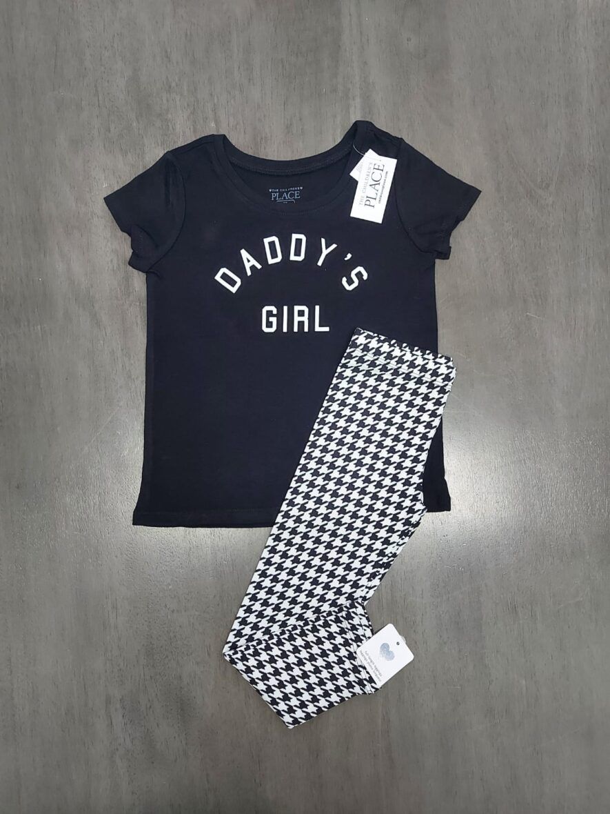 Children’s Place Toddler Girls Daddy’s Girls Tee & Hounds Tooth Leggings 2 – Piece Set