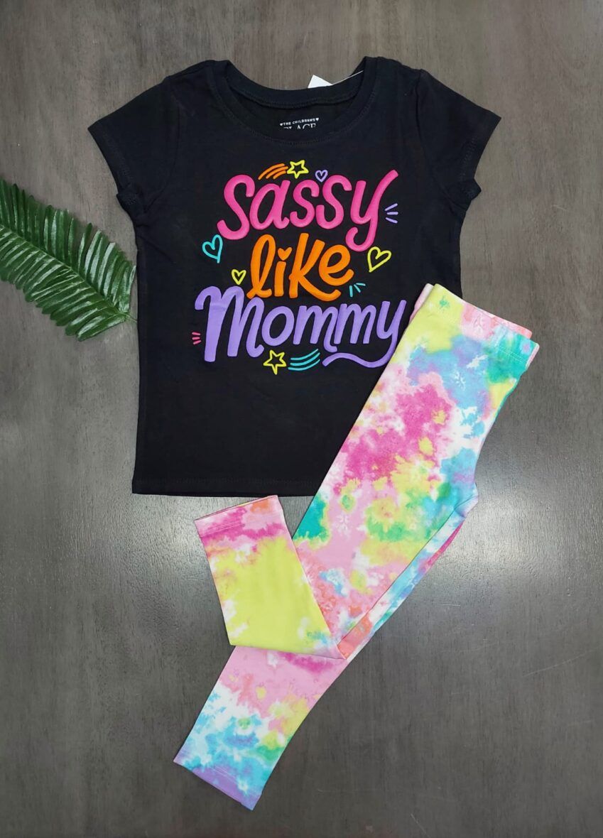 Children’s Place Baby & Toddler Girls Sassy Like Mommy Tee & Tie Dye Leggings 2 – Piece Set