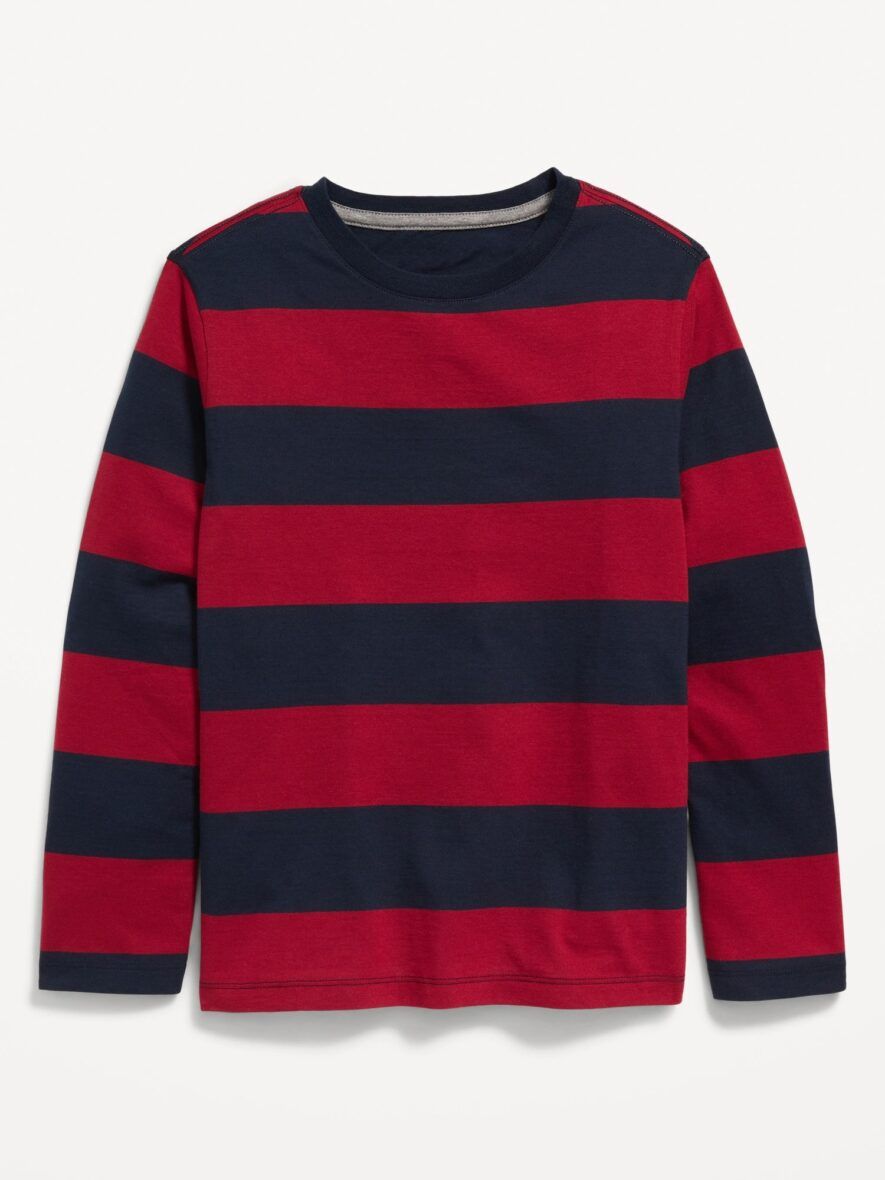 Old Navy Boys Burgundy & Navy Stripe Long Sleeve Tee