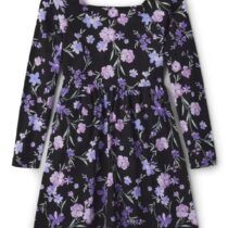 Tcp girls purple and black floral long sleeve dress