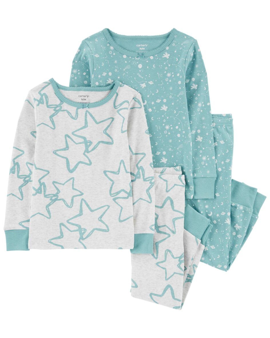 Carter’s Toddler Girls 4 – Piece Stars Cotton Blend Pajamas
