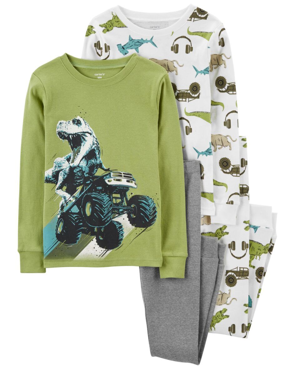 Carter’s Boys 2 – Piece Dino Monster Truck Snug Fit Cotton Pajamas – Sold Individually (Choose 1)