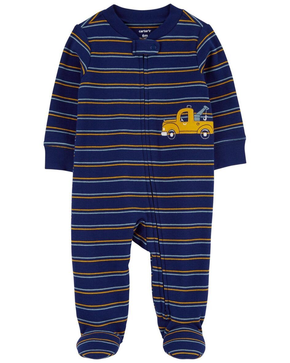 Carter’s Baby Boys Striped Truck 2 – Way Zip Sleep & Play Pajamas