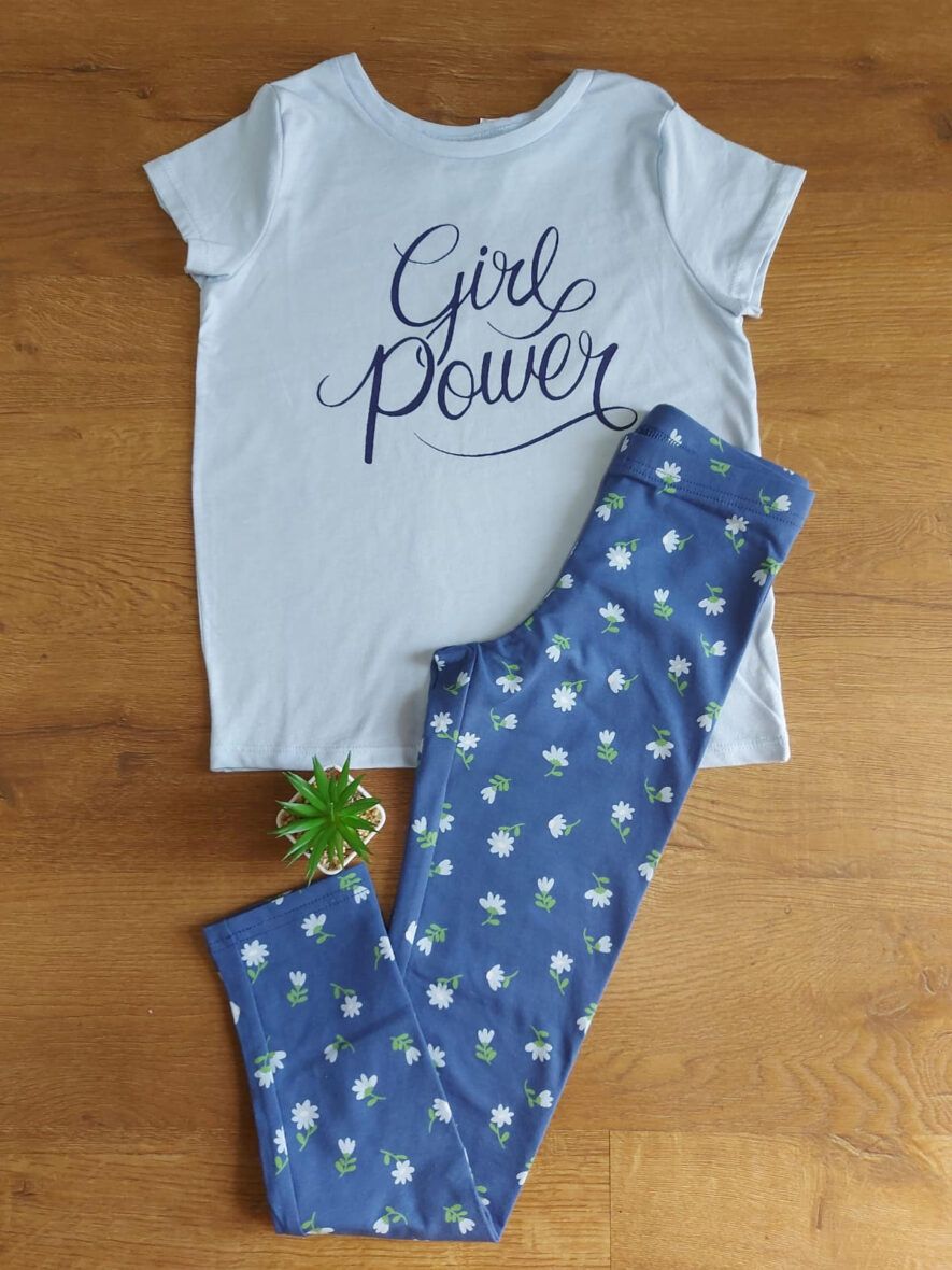 Old Navy Girls Girl Power Tee & Flower Leggings 2 – Piece Set