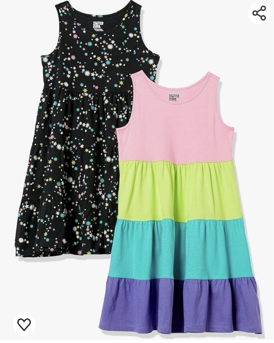 Spotted Zebra Toddler Girls Sleeveless Tiered Dress – Choose 1 (Sold Individually)