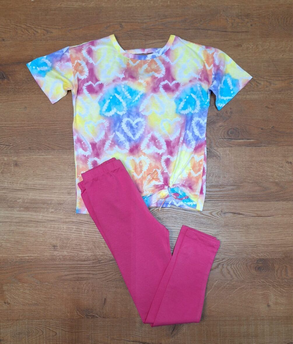 Children’s Place Girls Heart Tie Dye Set & Pink Leggings 2 – Piece