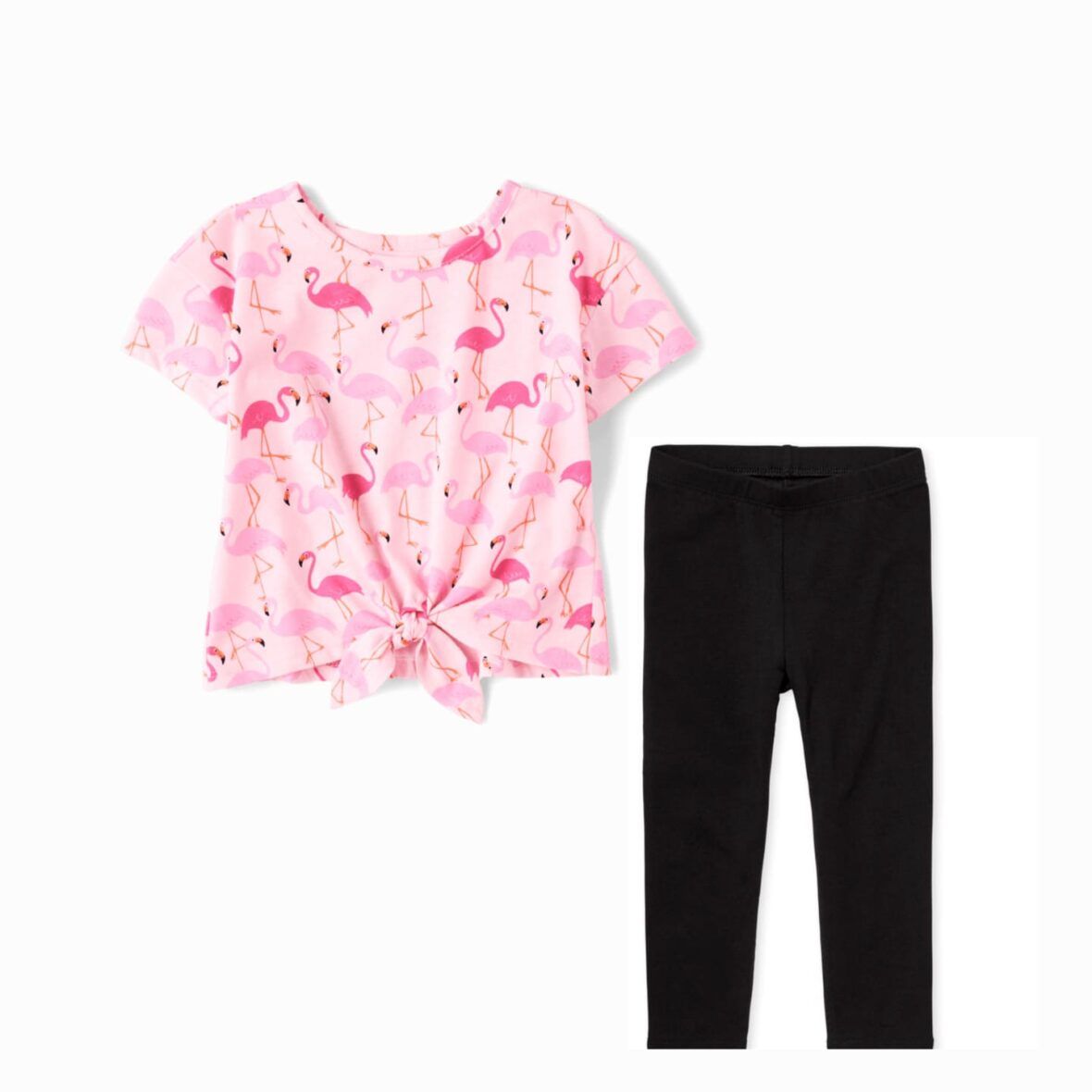 Children’s Place Toddler Girls Flamingo Top & Black Leggings 2 – Piece Set