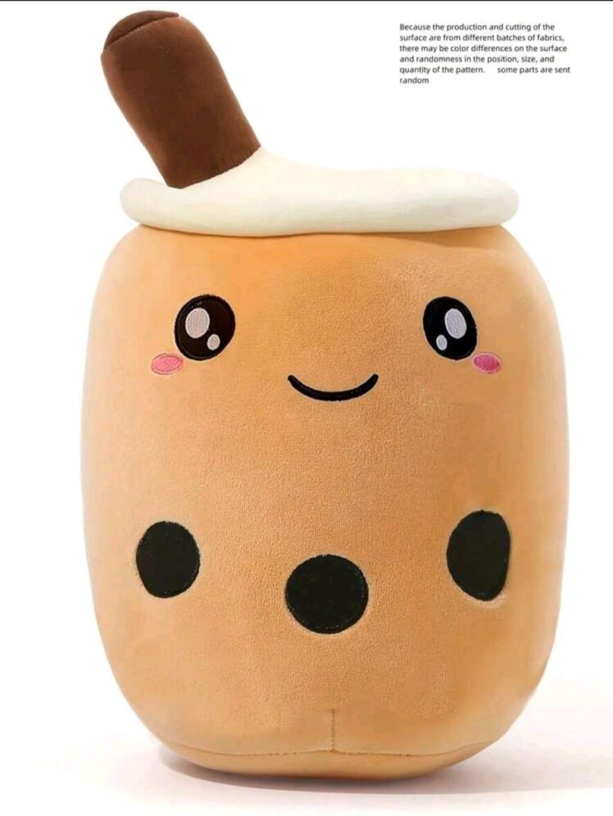 Brown Bubble Tea Cup Shaped Plush Pillow