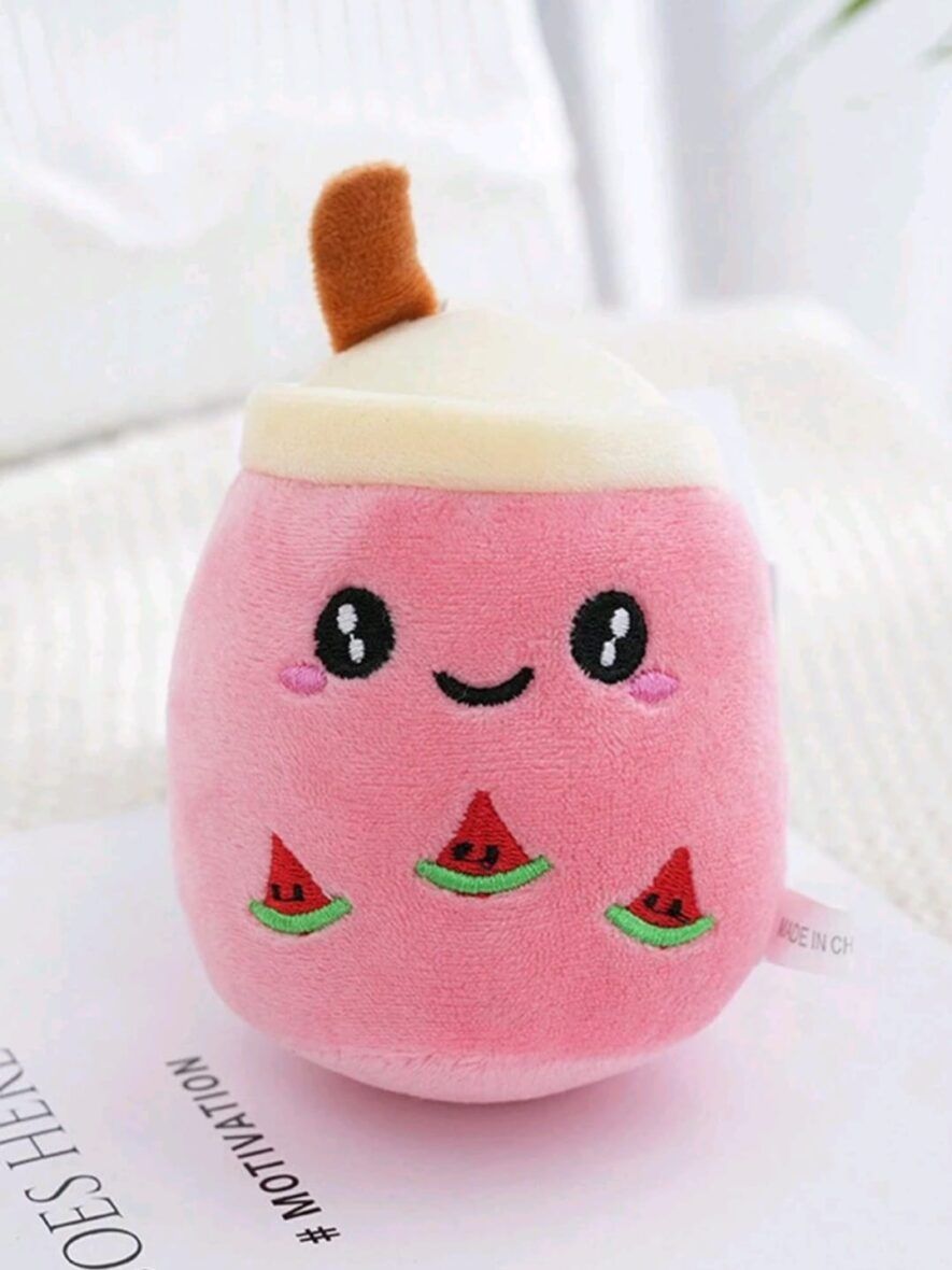 Pink Plush Boba Keychain