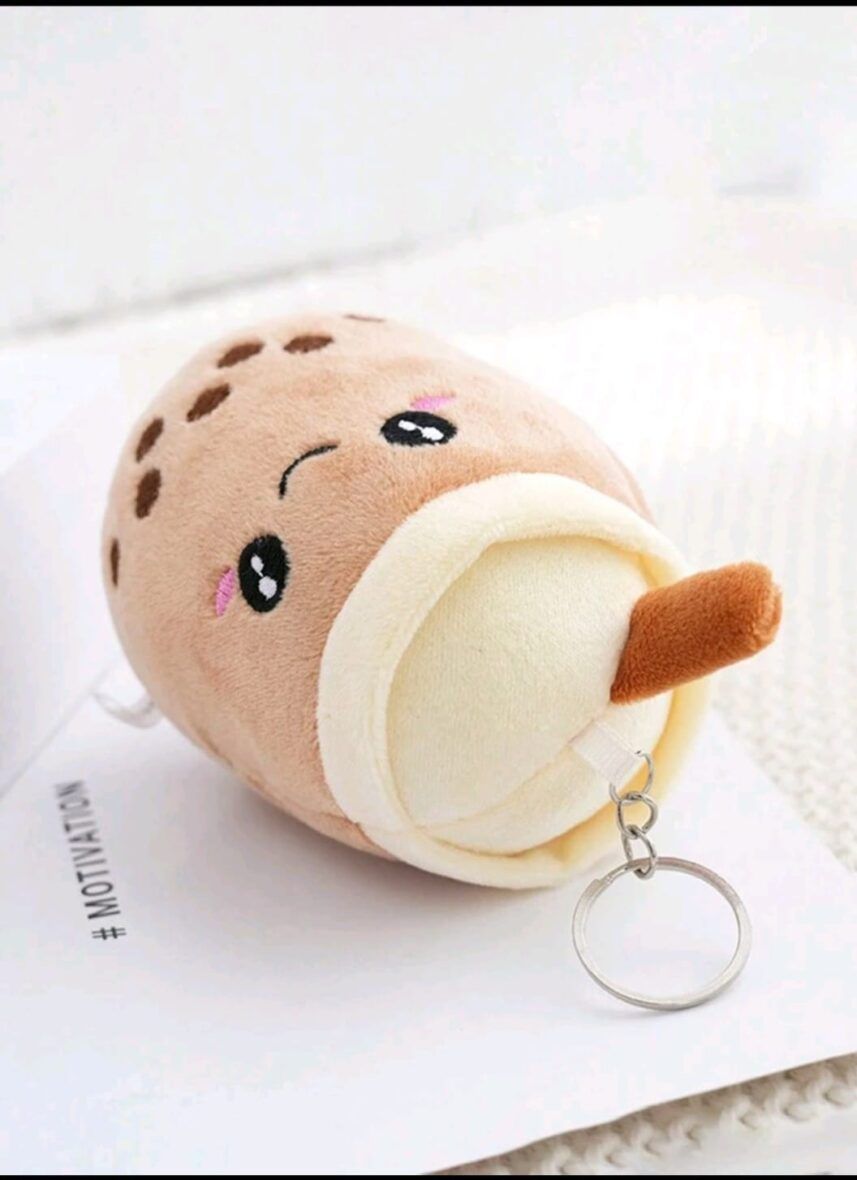 Brown Plush Boba Keychain