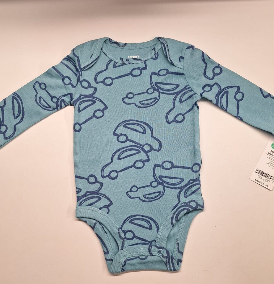 Carter’s Baby Boy Long Sleeve Bodysuit – Light Blue/Car