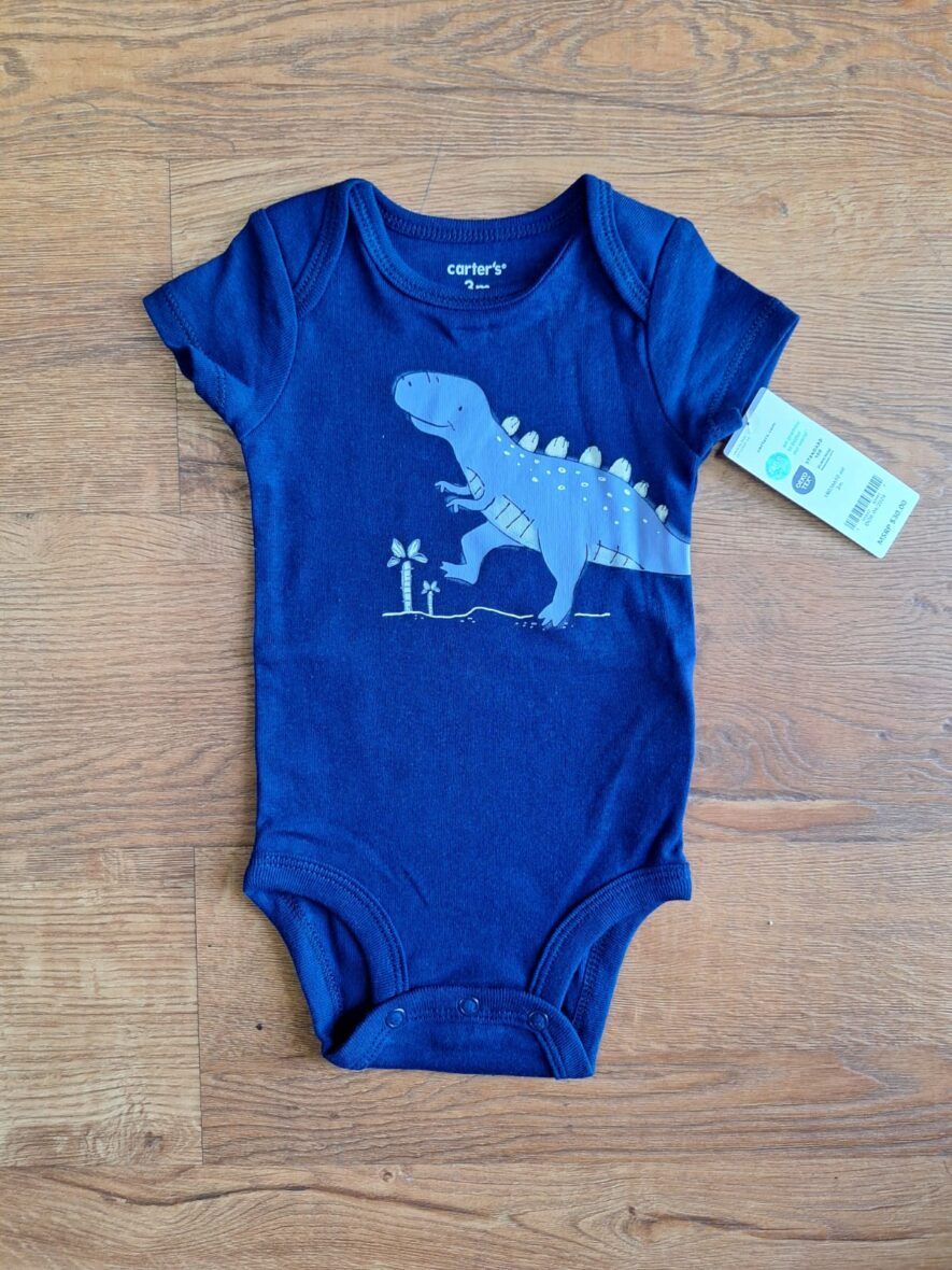 Carter’s Baby Boy Short Sleeve Onesie – Navy/Dino