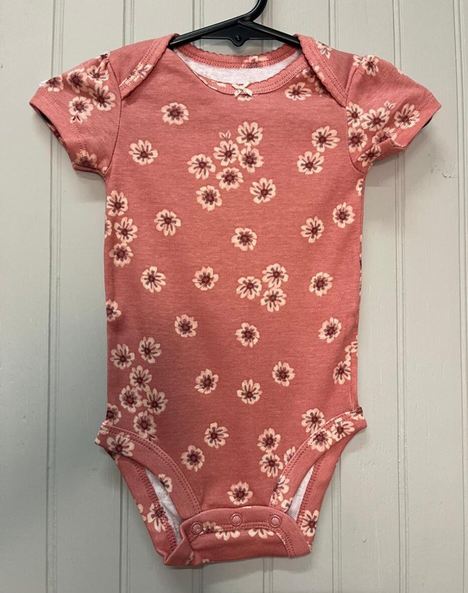 Carter’s Baby Girls Short Sleeve Onesie – Pink Flowers