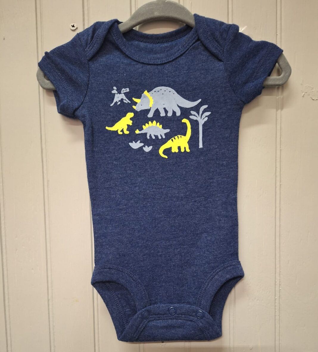 Carter’s Baby Boy Short Sleeve Onesie – Navy Dinos