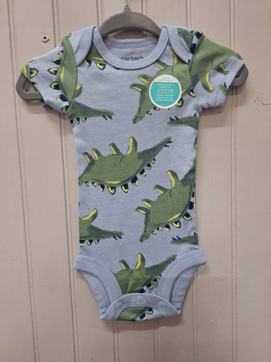 Carter’s Baby Boys Short Sleeve Onesie – Light Blue Dino