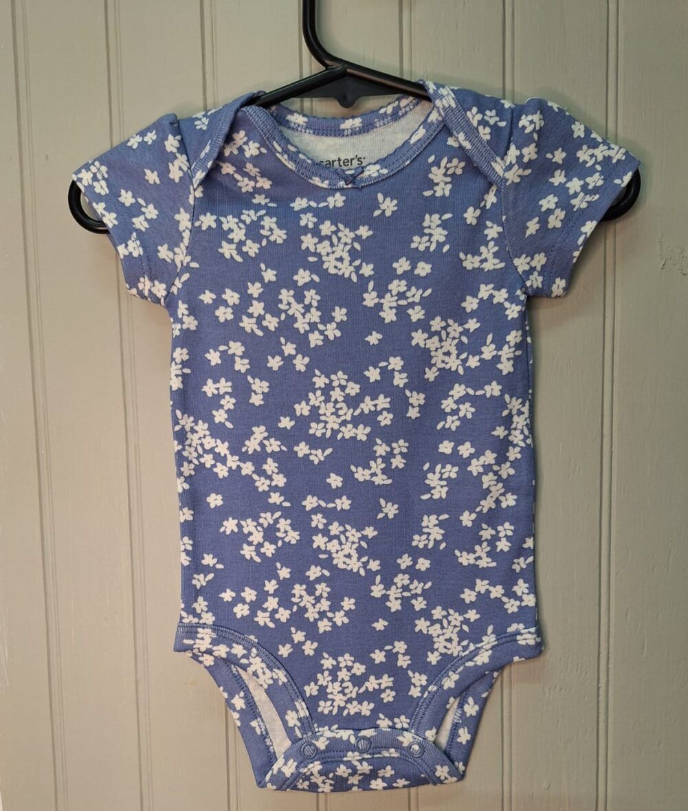 Carter’s Baby Girls Short Sleeve Onesie – Blue Flowers