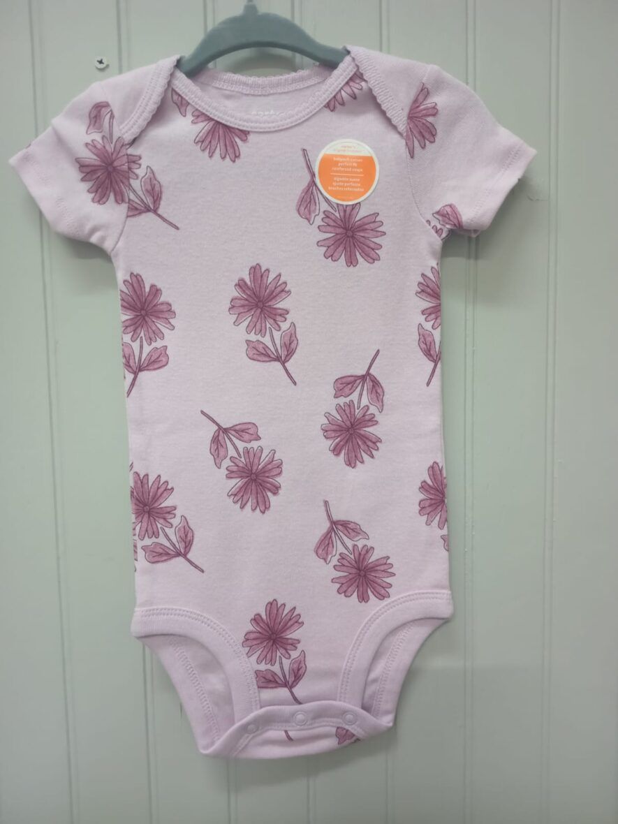 Carter’s Baby Girls Short Sleeve Onesie – Lilac Flowers