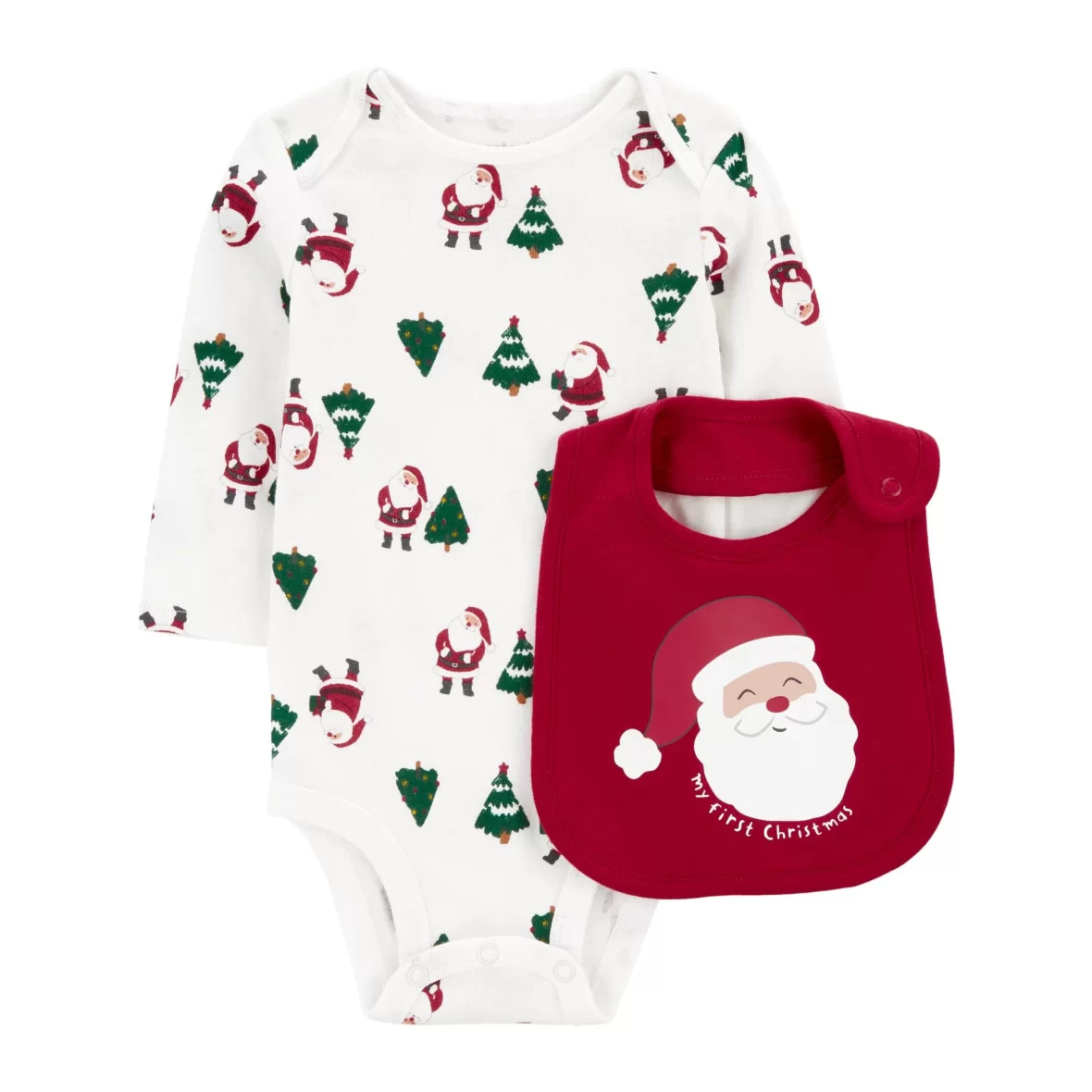 Carter’s Child of Mine Unisex Baby Christmas Onesie & Bib 2 – Piece Set