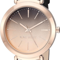 nine west black strap watch