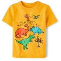 yellow dino toddler boy tee