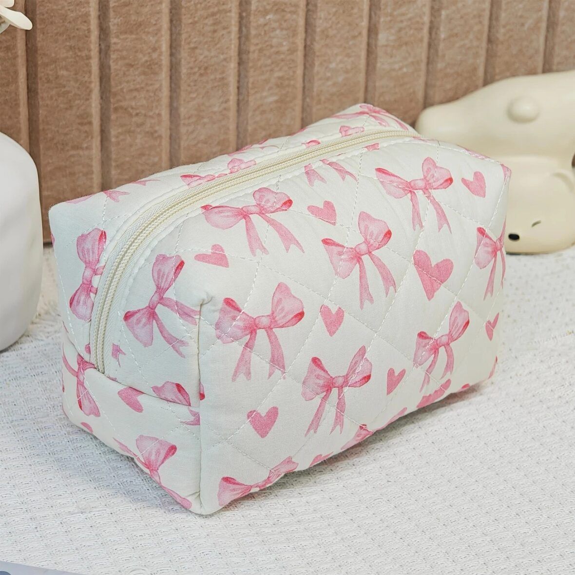 Bow Print Large Cosmetic Bag